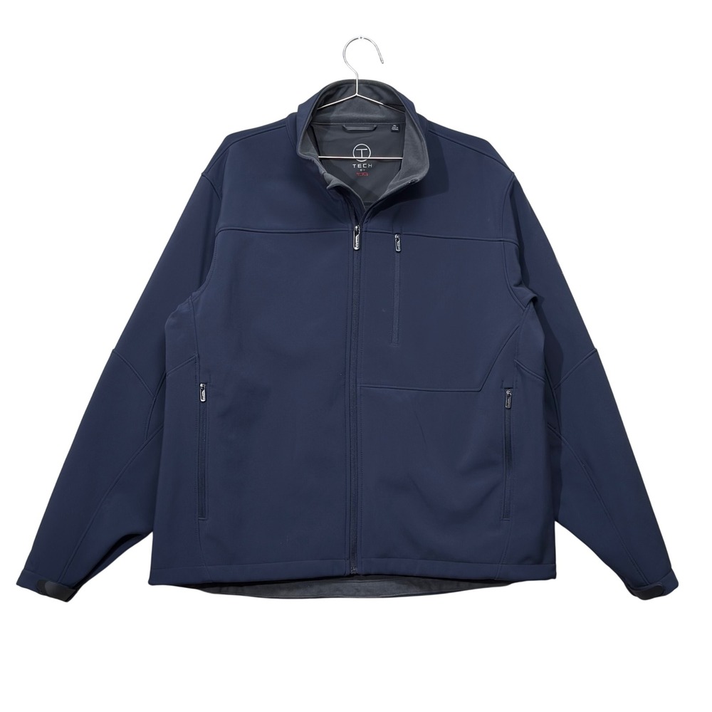 T Tech by Tumi Softshell Jacket Mens XL Navy Blue TT-0012 Fleece Lined Full Zip